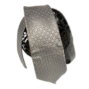COVINGTON Silk Tie Shiny Gray Silver Geometric Dress Tie 3.75 inches Wide